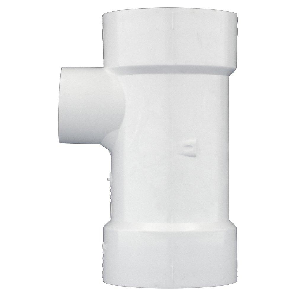 White PVC DWV Sanitary Tee with 2 