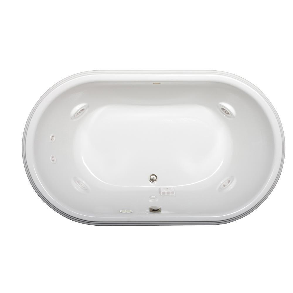 JACUZZI&reg; White 72 x 42 in. Whirlpool Drop-In Bathtub with Center Drain 