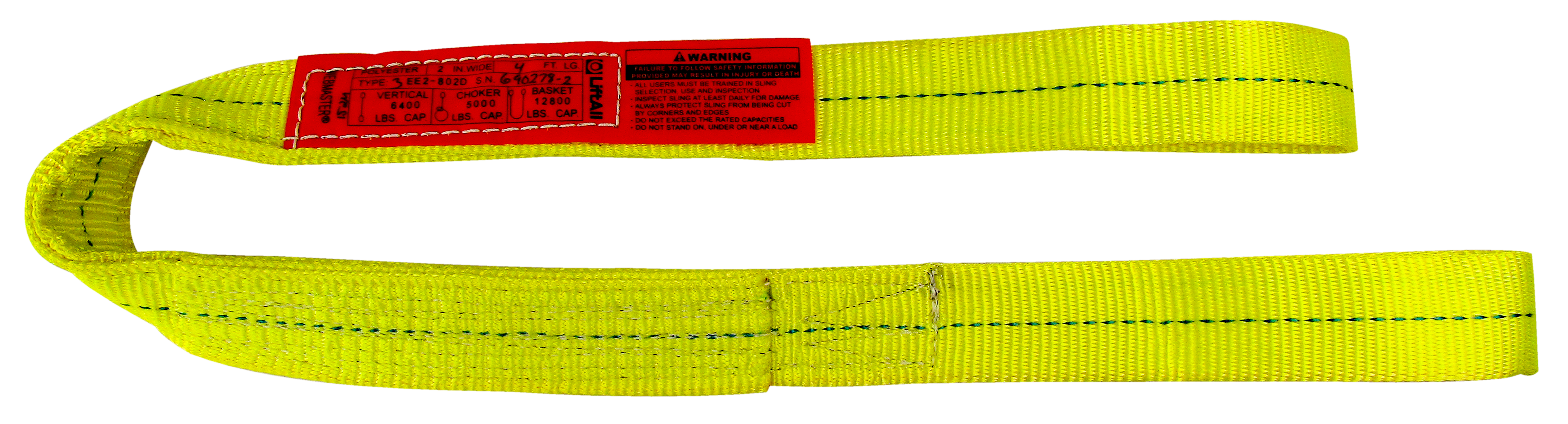 Lift-All&reg; Yellow 6400 lb. Polyester Eye and Eye Web Sling 