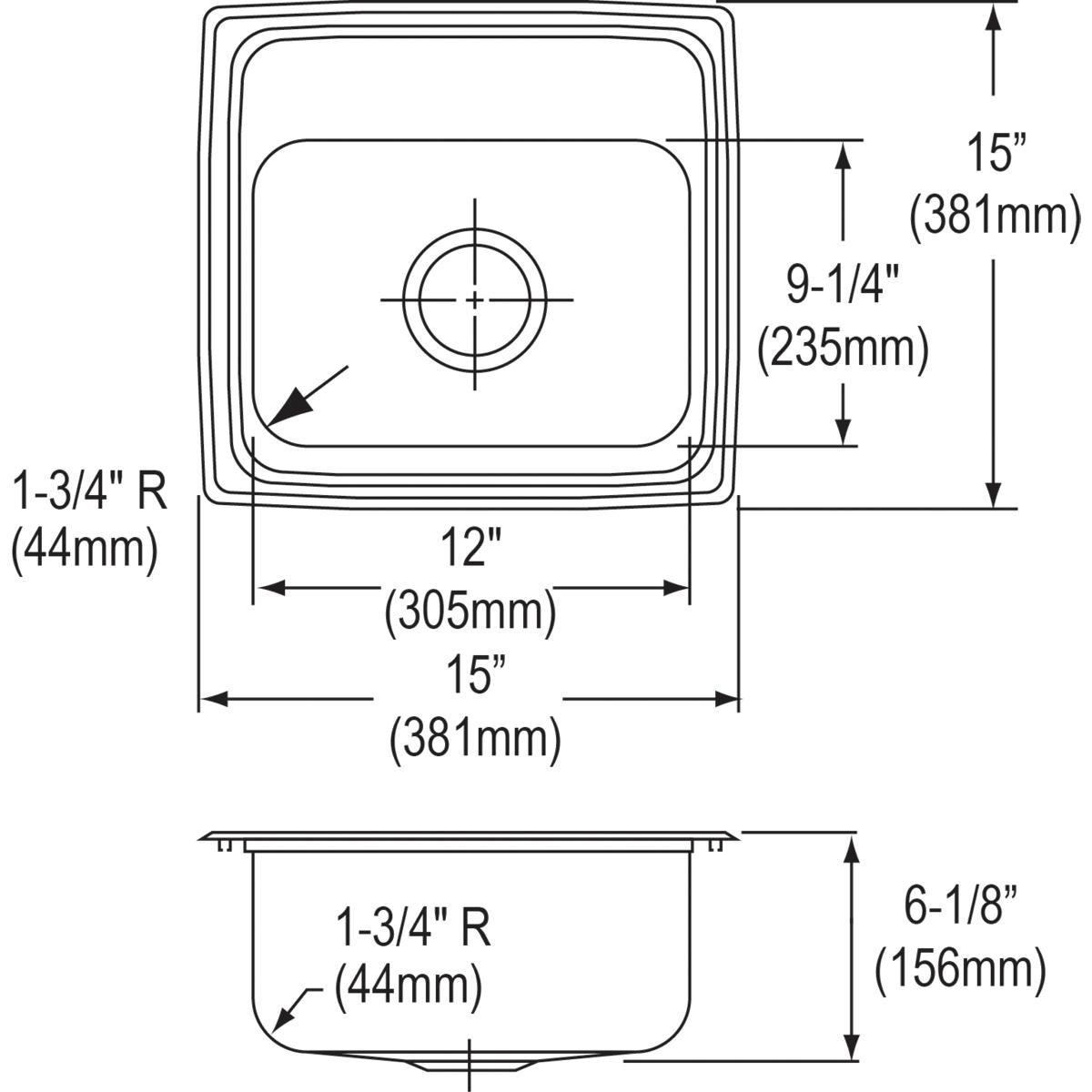 Elkay Buffed Satin 17 x 16 in. Stainless Steel complete Hand Wash Sink 
