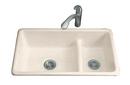 33 x 18-3/4 in. No Hole Cast Iron Double Bowl Dual Mount Kitchen Sink in Cane Sugar™