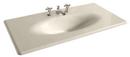 43-5/8 in. 3-Hole 1-Bowl Enameled Cast Iron Vanity Top Lavatory Sink in Almond