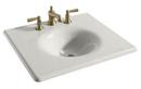 KOHLER White Rectangular Cast Iron Vanity Top Bathroom Sink with Single Faucet Hole 