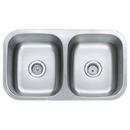 Stainless Steel Double Bowl Kitchen Sink with Center Drain in Lustrous Satin Stainless Steel