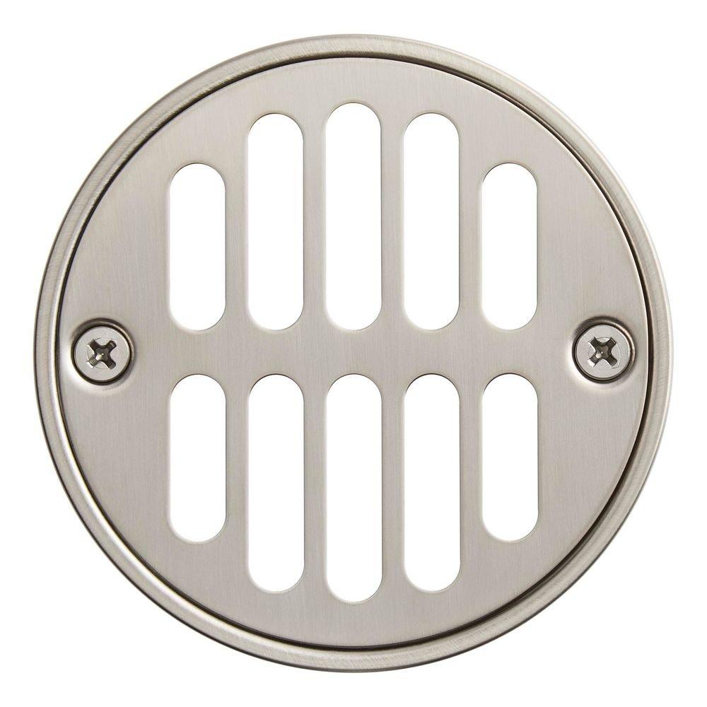 Signature Hardware Brushed Nickel Round Tub and Shower Drain Cover 