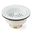 Signature Hardware White 3-1/2 in. Solid Brass Basket Strainer with Lift Stopper 