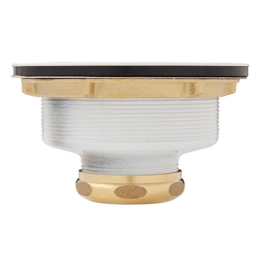 Signature Hardware White 3-1/2 in. Solid Brass Basket Strainer with Lift Stopper 