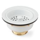 Signature Hardware White 3-1/2 in. Solid Brass Basket Strainer with Lift Stopper 