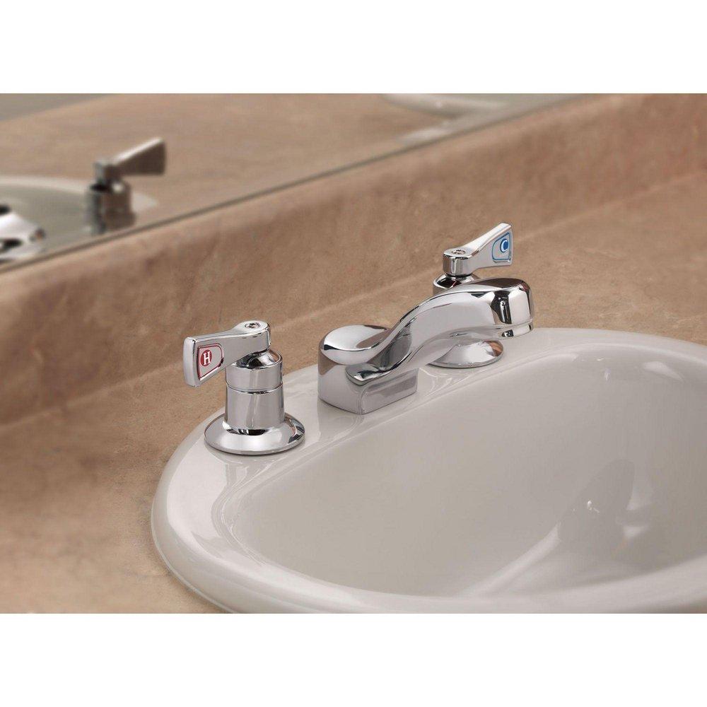 Moen Chrome Widespread Bathroom Sink Faucet with Double Lever Handle 