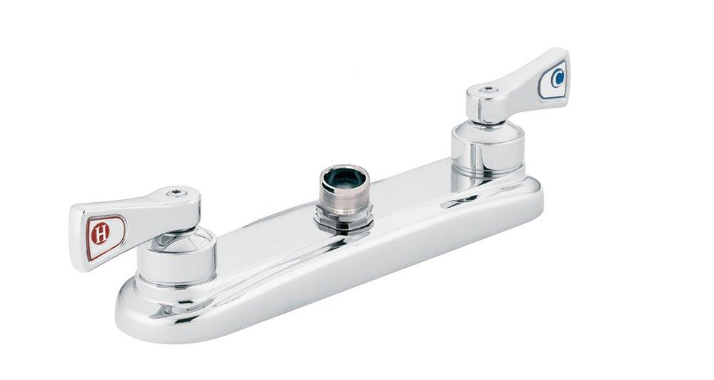 Moen Chrome 3-Hole Kitchen Sink Faucet with Double Lever Handle (Less Spout) 