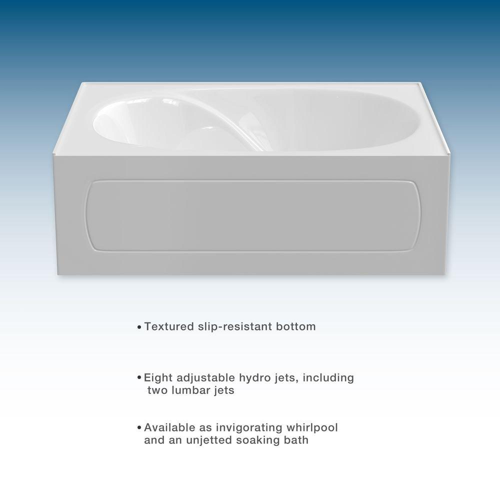 PROFLO&reg; White 60 x 42 in. Soaker Drop-In Bathtub with End Drain 