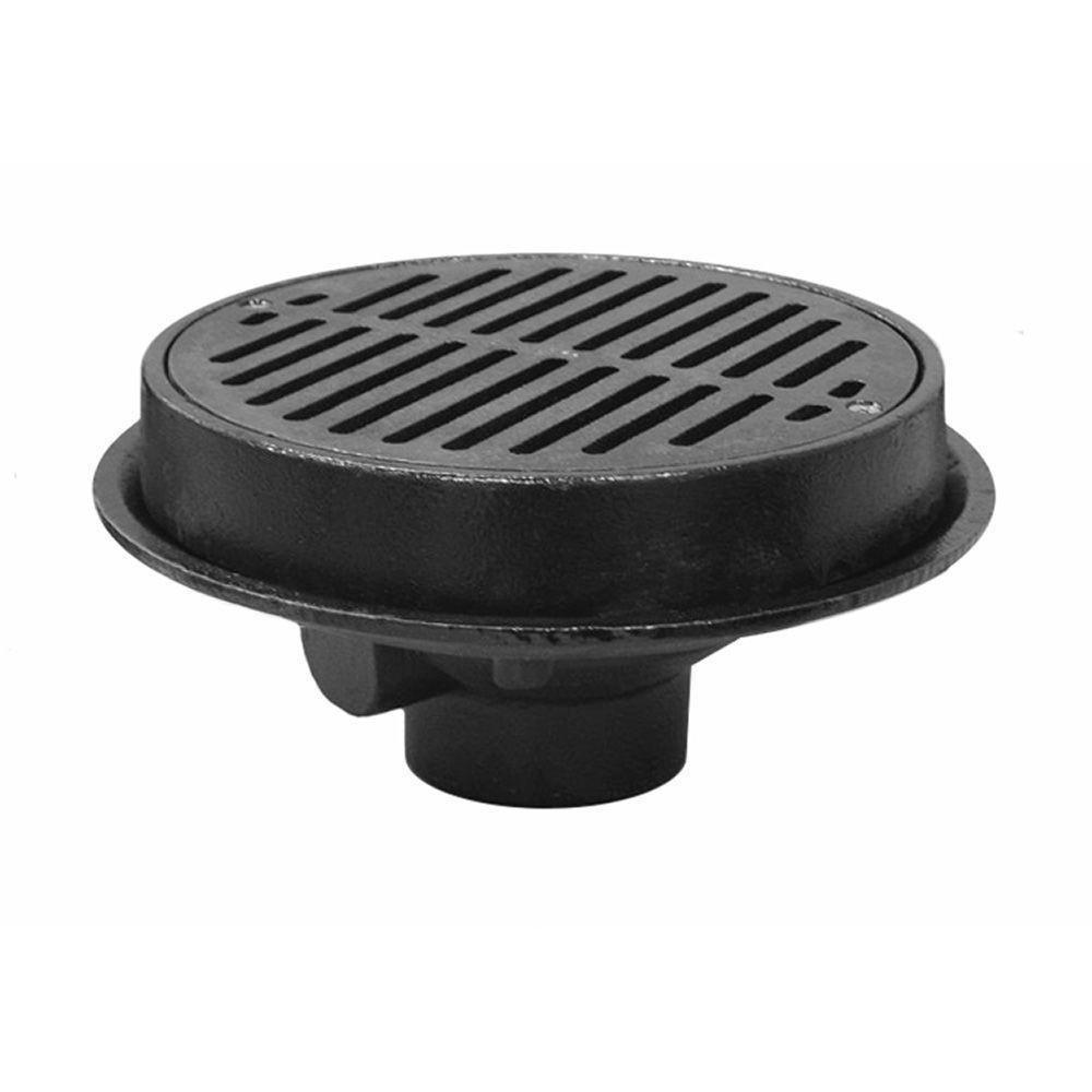 Josam No-Hub Floor Drain Black with Cast Iron Top 