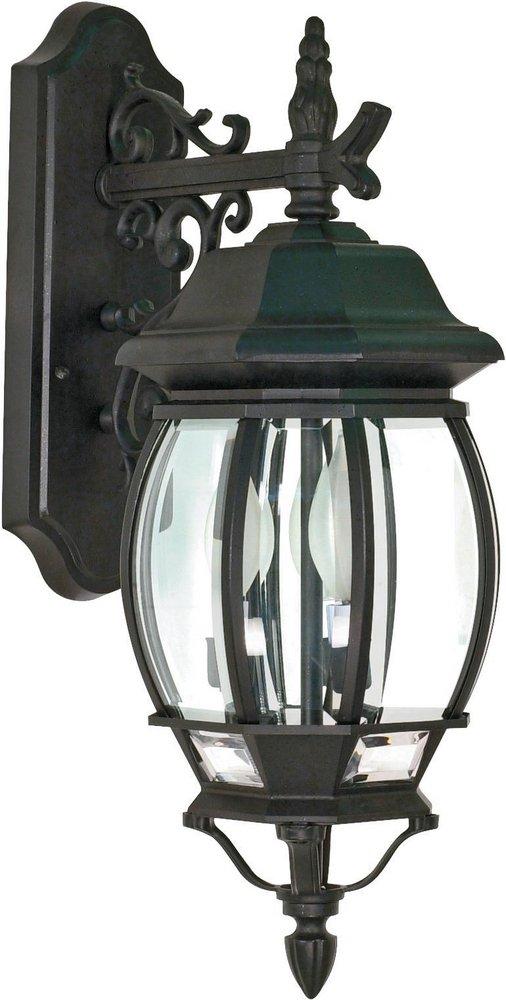 NUVO Textured Black 60W 3-Light Candelabra E-12 Incandescent Outdoor Wall Sconce 