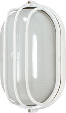 NUVO Semi Gloss White 60W 1-Light Oval Caged Die Cast Bulkhead Light with Glass Lens 