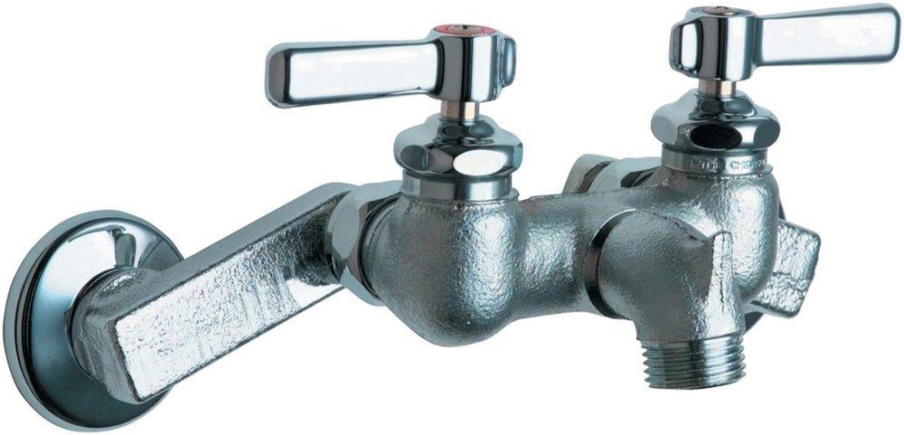 Chicago Faucets Rough Chrome Plated Two Lever Handle Wall Mount Service Faucet 