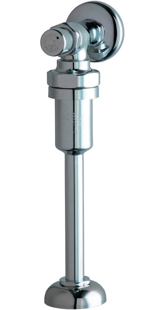 Chicago Faucets Polished Chrome Angle Urinal Valve with Riser Anti-Siphon Vacuum Breaker 