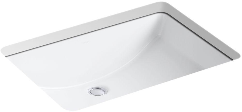KOHLER White Undermount Bathroom Sink with Overflow 