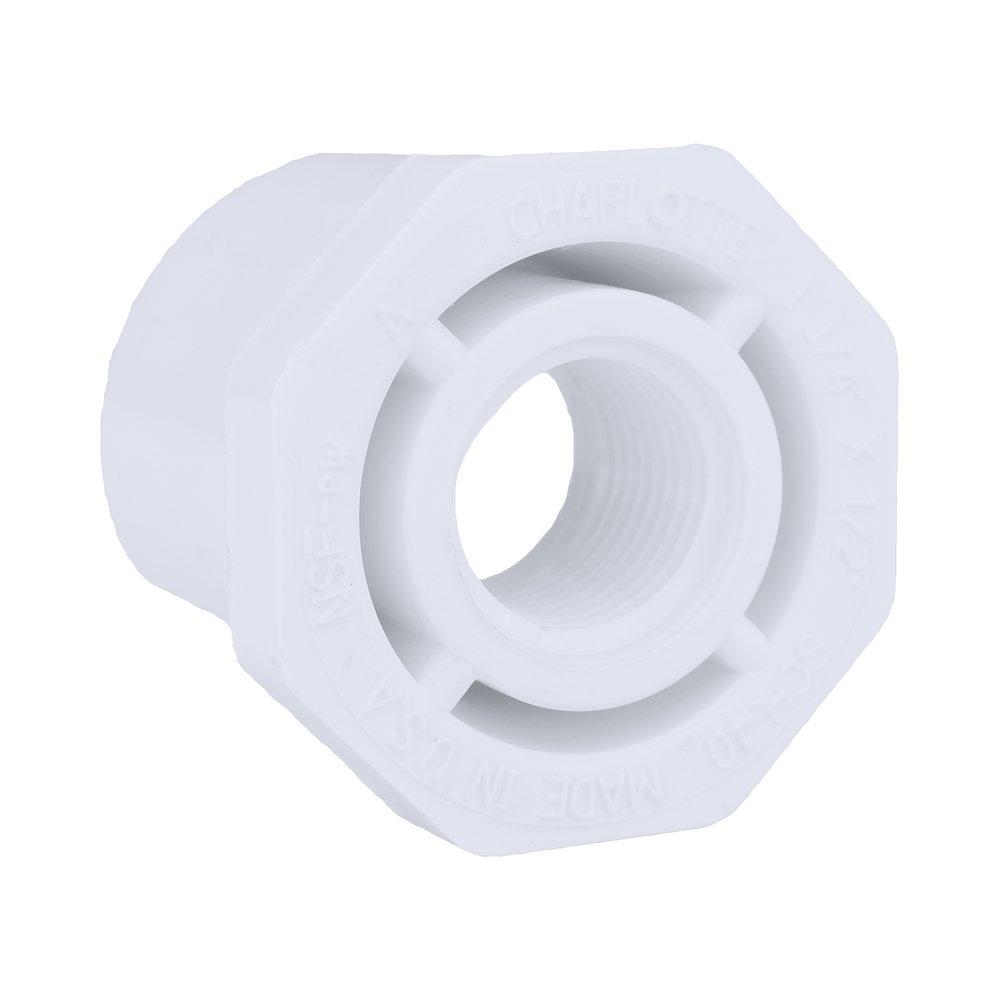White PVC Schedule 40 Female Bushing 