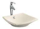 Square Vessel Bathroom Sink with Overflow in Almond
