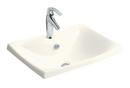 1-Hole Round In Square Drop-In Bathroom Sink in Biscuit