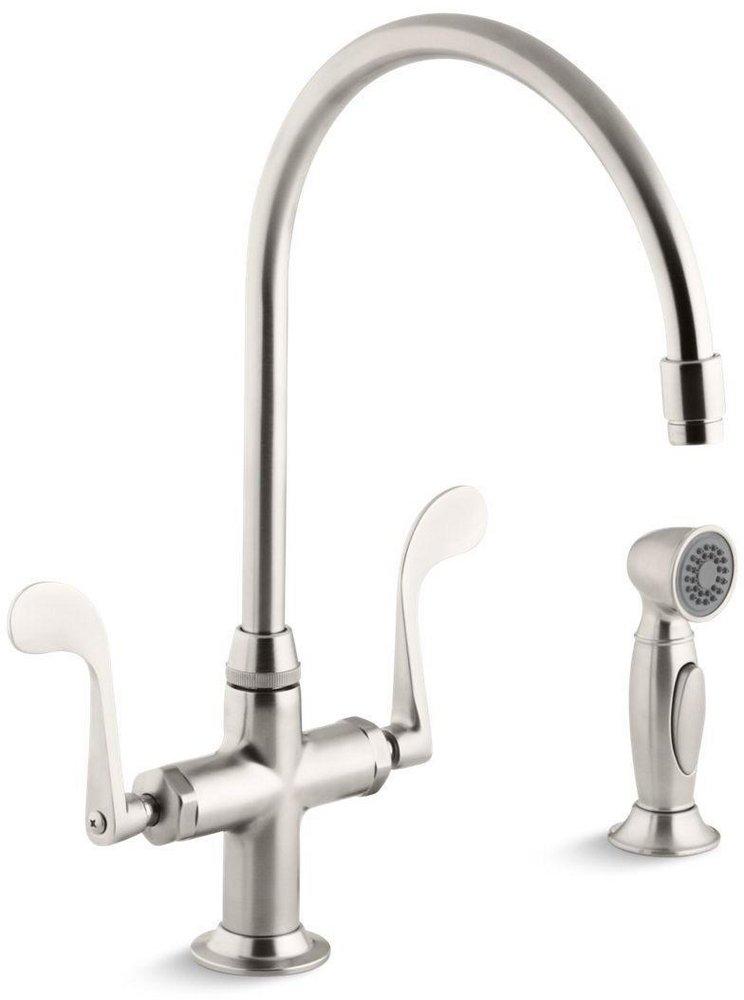 KOHLER Vibrant&reg; Stainless Two Handle Kitchen Faucet 