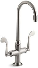 Two Wristblade Handle Bar Faucet in Vibrant Stainless