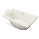 72 x 36 in. 71 gal Freestanding Bathtub with Center Drain and Hole Drilling for Roman Bath Filler in Biscuit