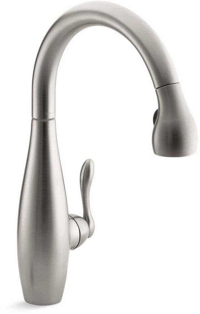 KOHLER Vibrant&reg; Stainless 3-Hole Pull-Out Kitchen Sink Faucet with Single Lever Handle 