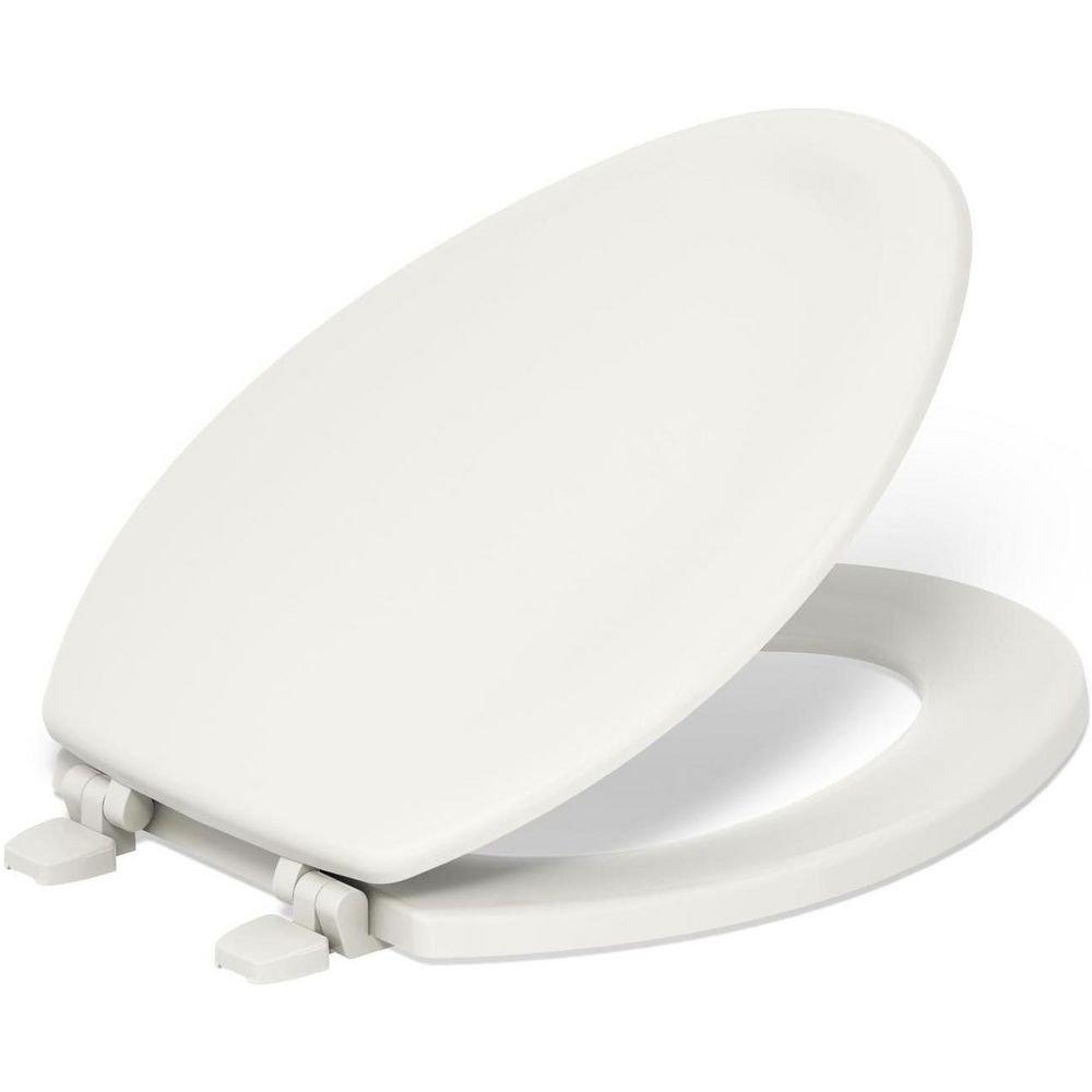 KOHLER Almond Molded Wood Elongated Closed Front With Cover Toilet Seat 