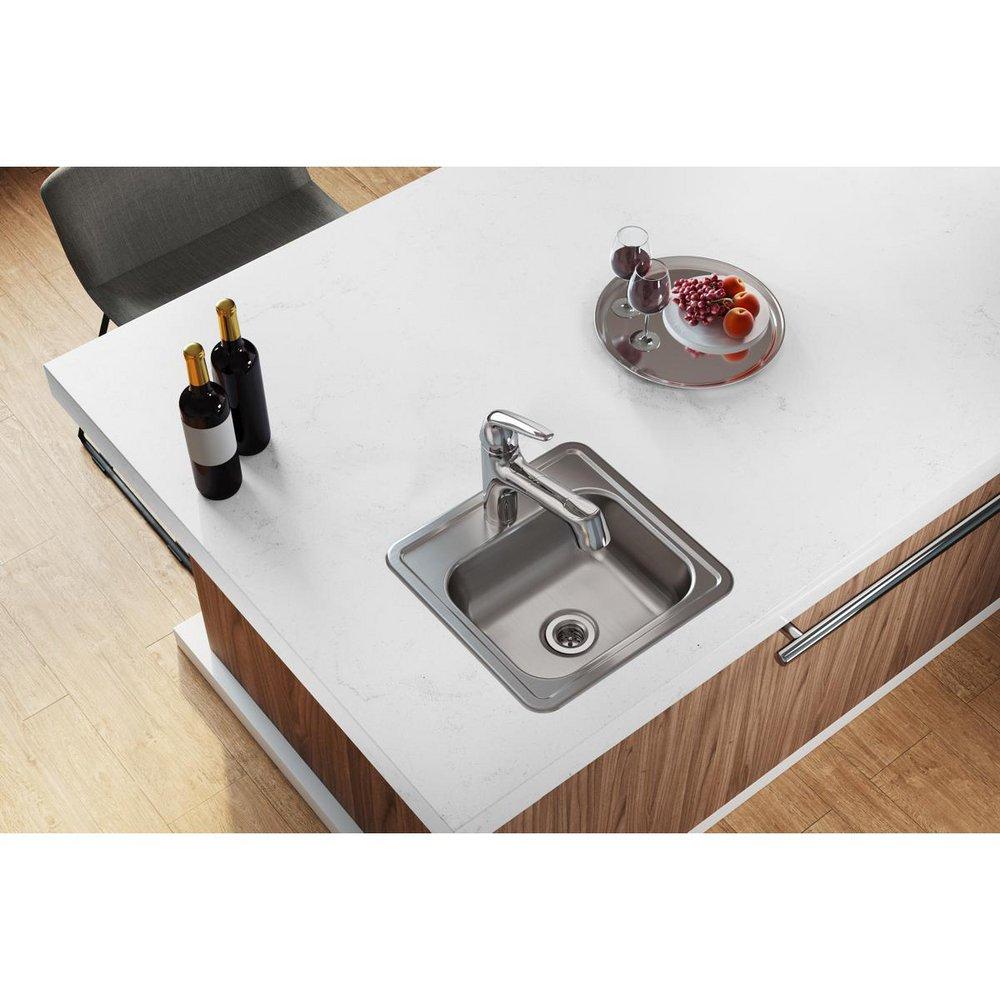 Kingsford Satin 15 x 15 in. Drop-in Stainless Steel Bar Sink 