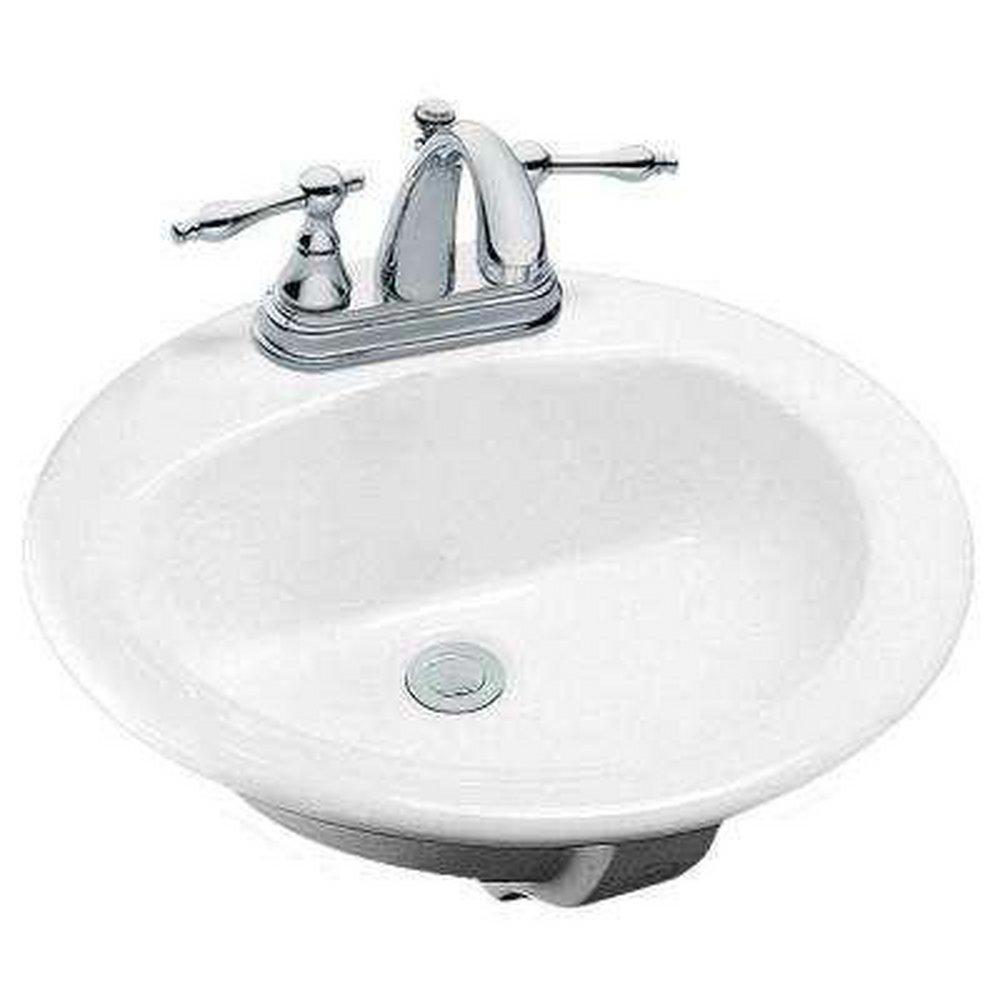 Bootz Manufacturing Biscuit 20 x 17 in. 1-Bowl Drop-in Porcelain Oval Lavatory Sink 
