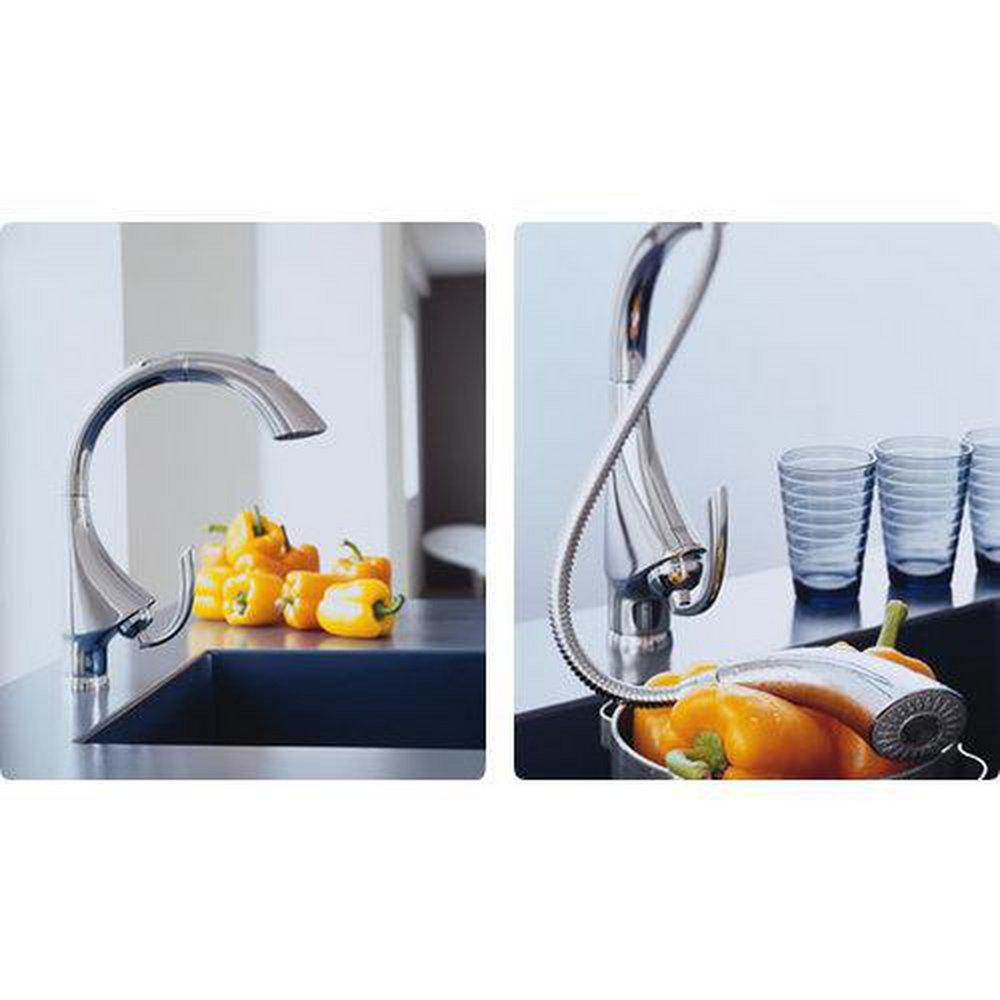 GROHE RealSteel&reg; Kitchen Faucet with Single Lever Handle 