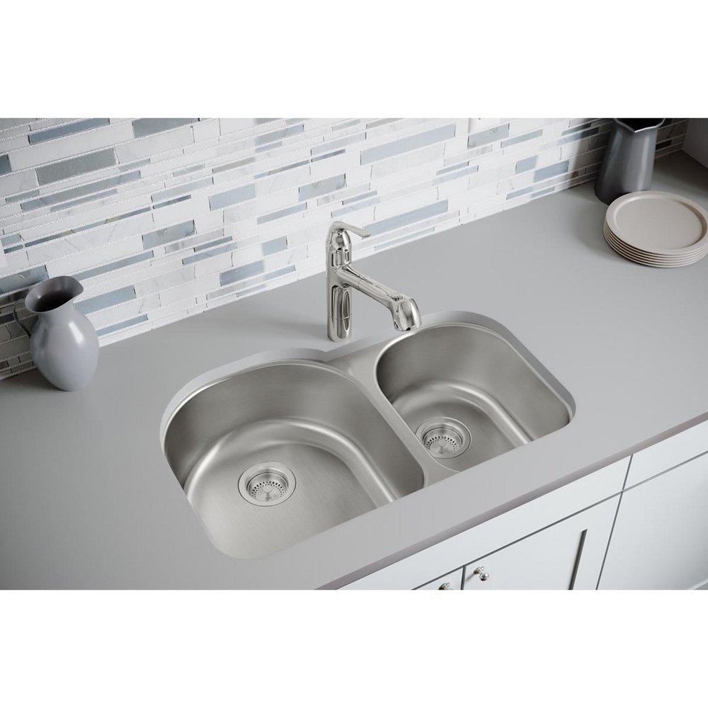 Dayton Satin Double Bowl Undercounter Stainless Steel Kitchen Sink 