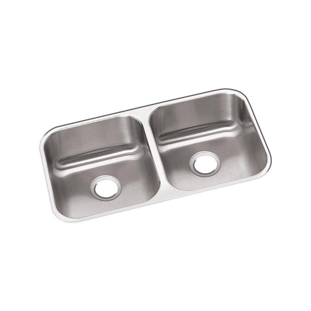 Dayton Radiant Satin 31-3/4 x 18-1/4 in. No Hole Stainless Steel Double Bowl Undermount Kitchen Sink 