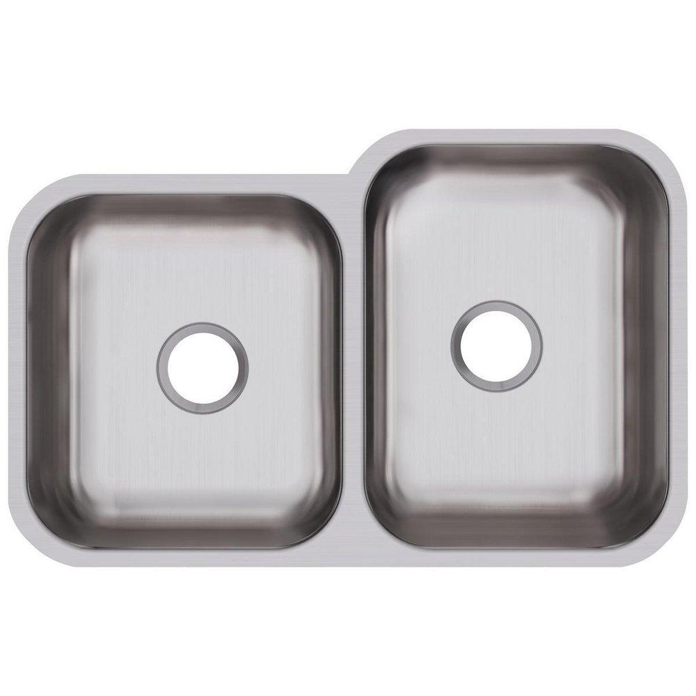Dayton Radiant Satin 31-3/4 x 20-1/2 in. No Hole Stainless Steel Double Bowl Undermount Kitchen Sink 