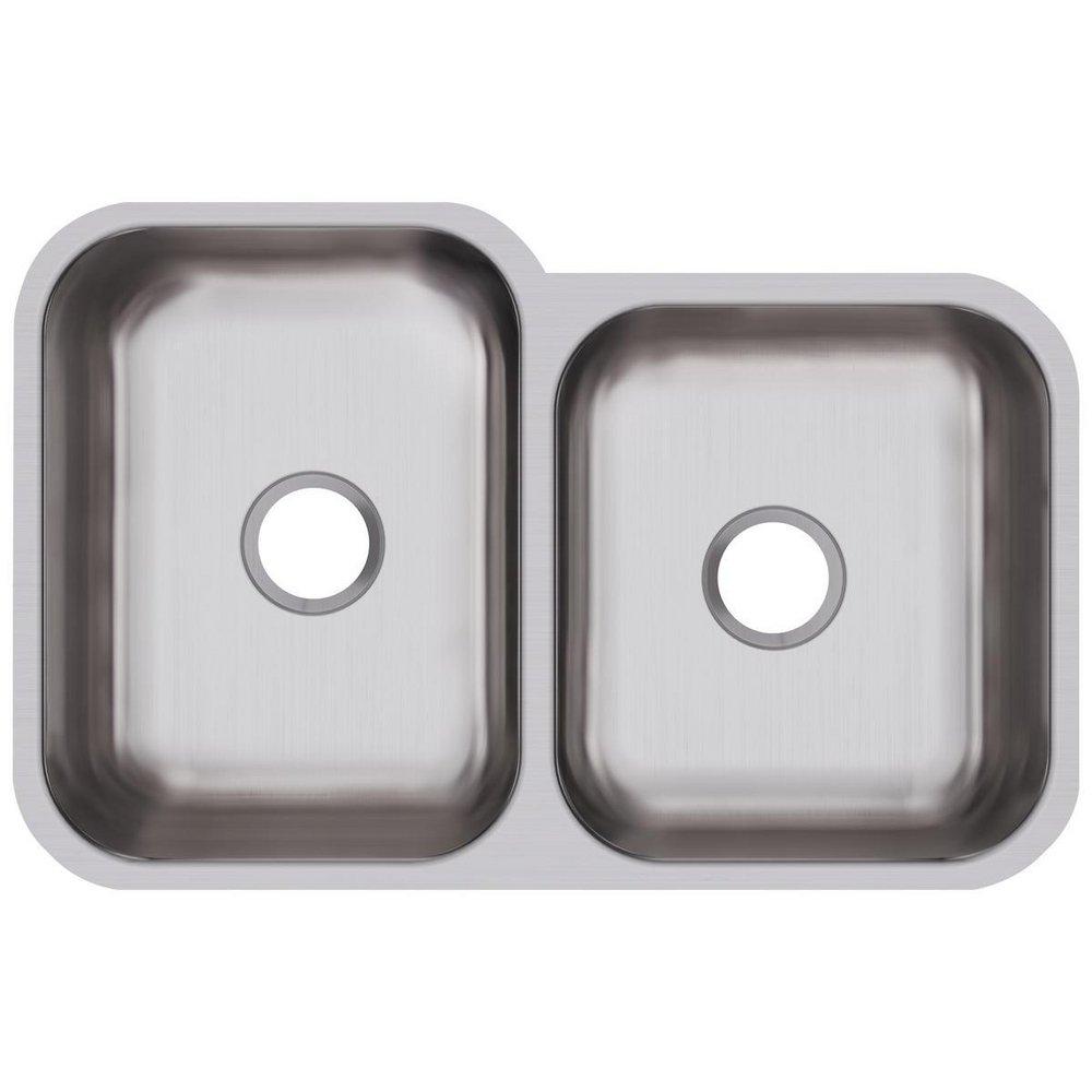 Dayton Radiant Satin 31-3/4 x 20-1/2 in. No Hole Stainless Steel Double Bowl Undermount Kitchen Sink 