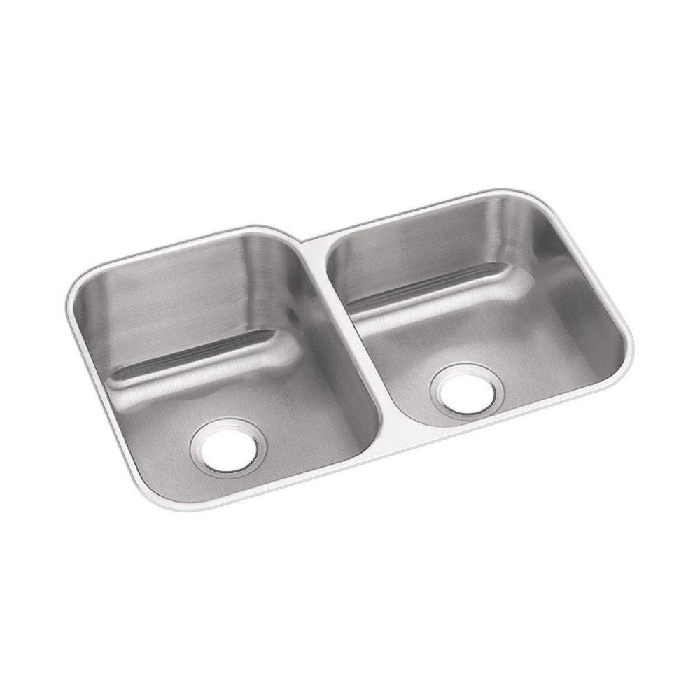 Dayton Radiant Satin 31-3/4 x 20-1/2 in. No Hole Stainless Steel Double Bowl Undermount Kitchen Sink 