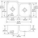 Dayton Radiant Satin 31-3/4 x 20-1/2 in. No Hole Stainless Steel Double Bowl Undermount Kitchen Sink 
