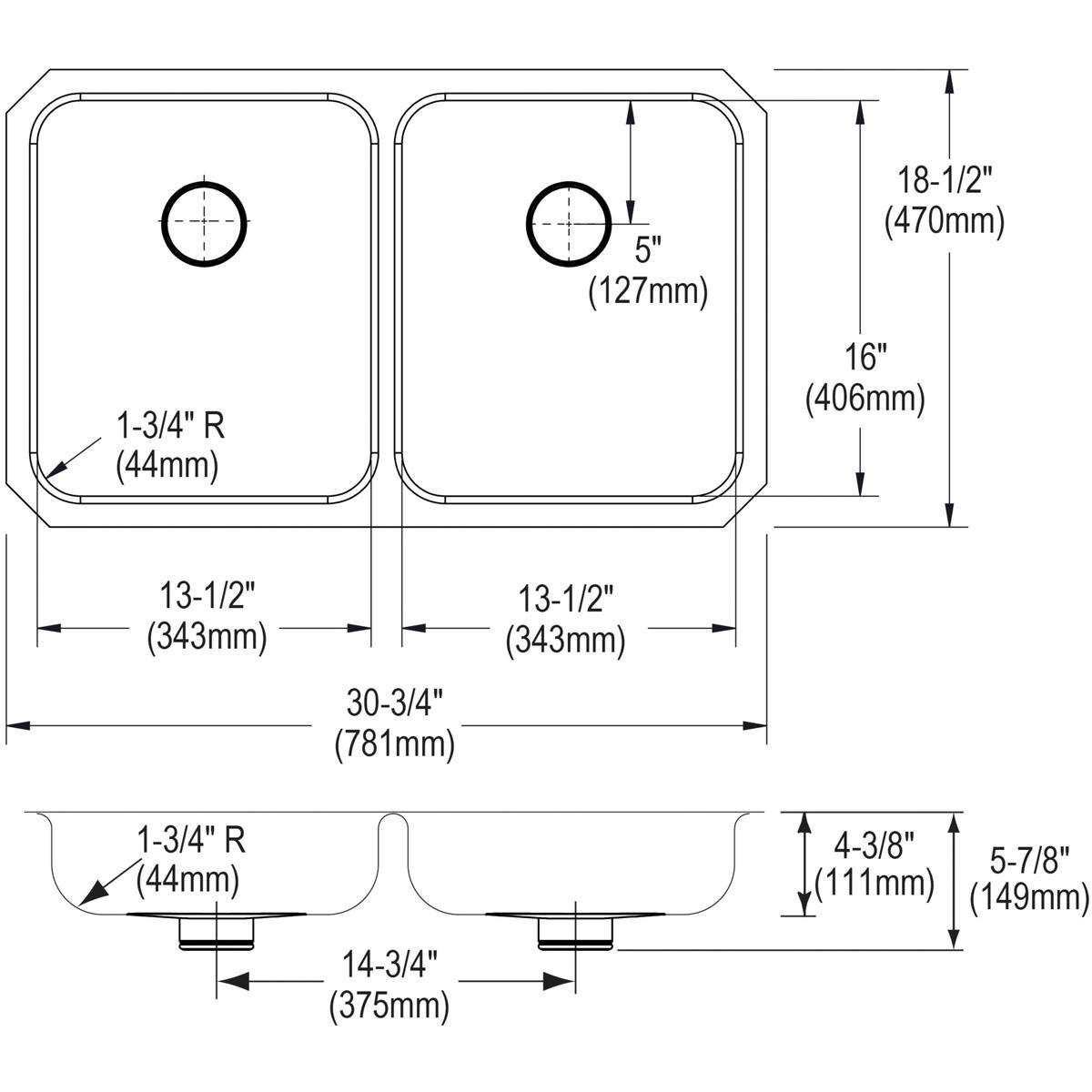 Dayton Satin 23-1/2 x 21-3-16 in. No Hole Stainless Steel Single Bowl Undermount Kitchen Sink 
