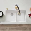 BLANCO White 32 x 19-1/4 in. No Hole Composite Double Bowl Undermount Kitchen Sink 