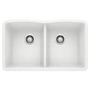 32 in. Undermount Silgranit Double Bowl Kitchen Sink in White