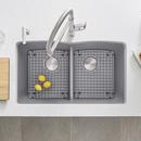 BLANCO Metallic Grey 32 x 19-1/4 in. No Hole Composite Double Bowl Undermount Kitchen Sink 