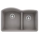 32 x 20-27/32 in. No Hole Composite Double Bowl Undermount Kitchen Sink in Metallic Grey