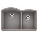 BLANCO Metallic Grey 32 x 20-27/32 in. No Hole Composite Double Bowl Undermount Kitchen Sink 
