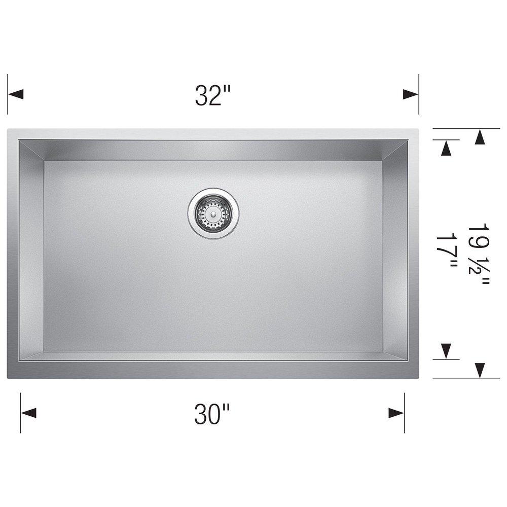 BLANCO Satin Polished 32 x 19-1/2 in. Stainless Steel Single Bowl Farmhouse Kitchen Sink 