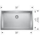 BLANCO Satin Polished 32 x 19-1/2 in. Stainless Steel Single Bowl Farmhouse Kitchen Sink 