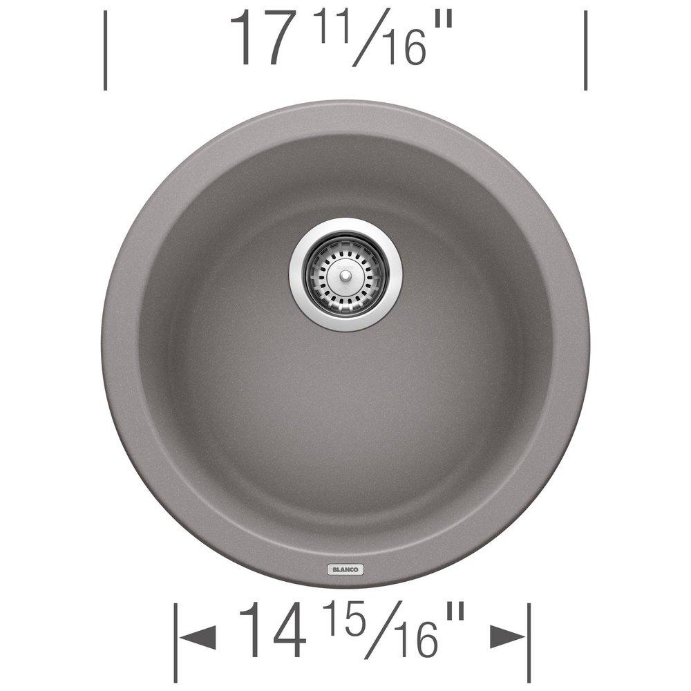 BLANCO Metallic Grey 17-11/16 x 17-11/16 in. Drop-in and Undermount Granite Bar Sink 