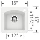 BLANCO White 15 x 15 in. 1 Hole Drop-in and Undermount Granite Bar Sink 