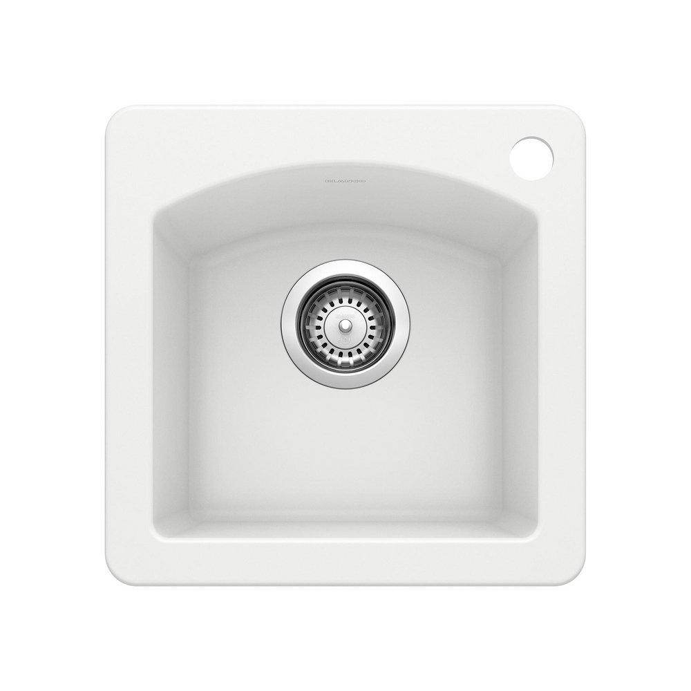 BLANCO White 15 x 15 in. 1 Hole Drop-in and Undermount Granite Bar Sink 