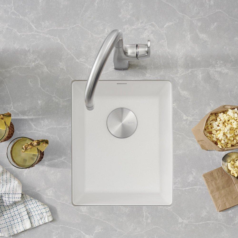 BLANCO White 13-39/50 x 18-11/100 in. No Hole Composite Single Bowl Undermount Kitchen Sink 